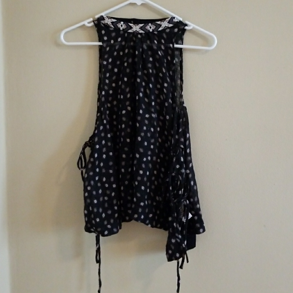 Free People sheer side tie a-line tank top