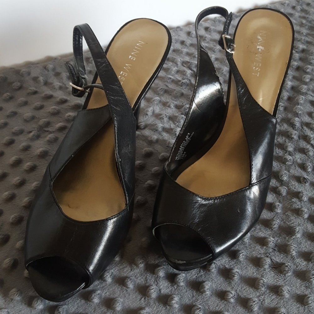 Leather Open Toe Heels by Nine West size 10