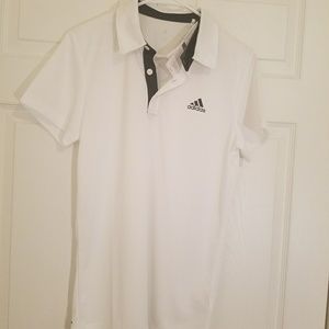 Men's Adidas Climate Golf Shirt White with Black