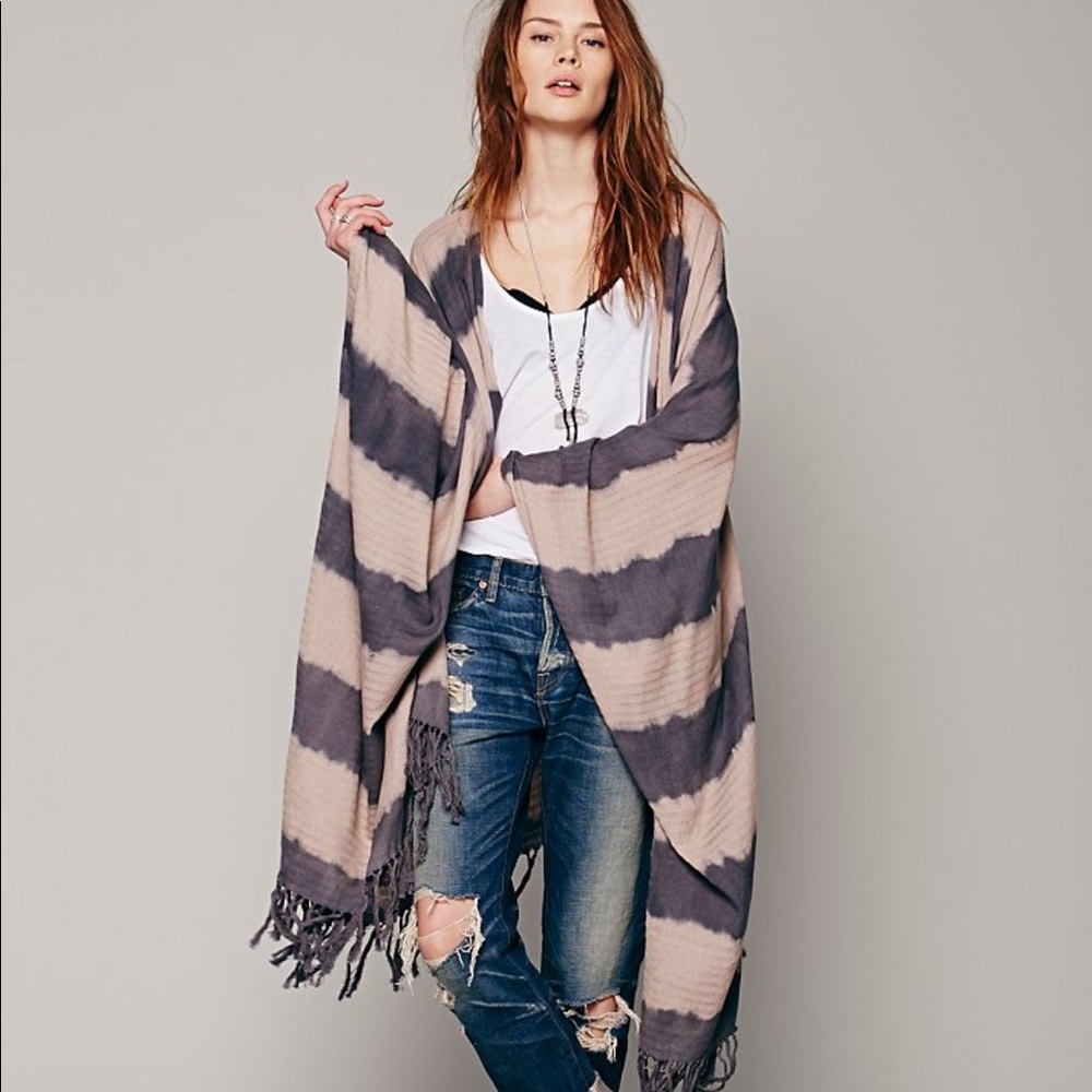 Free People by Ketzali Dye Tie Stripe Poncho