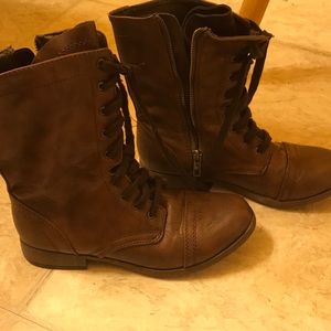 Brown combat boots