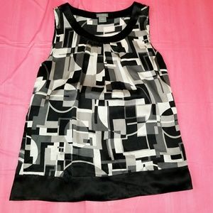 Ann Taylor Silk Black and White Shell/Tank Sz 6