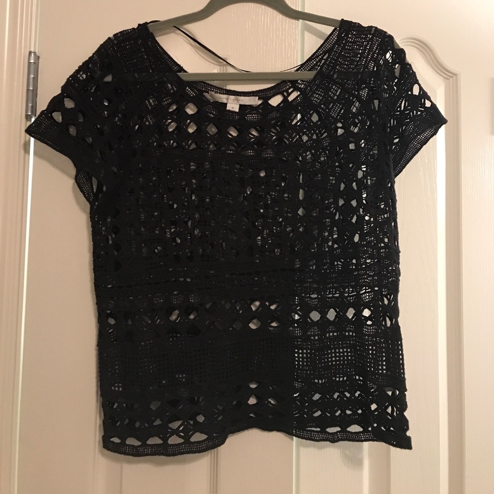 Lauren Conrad Black Crochet Top