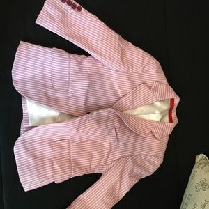 Boys slim fit burgundy seersucker jacket blazer