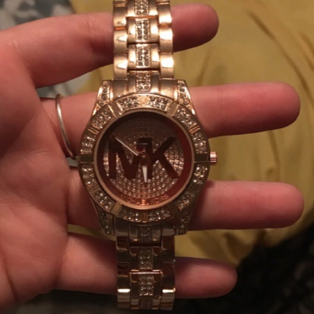 Rose Gold MK Rhinestone Watch