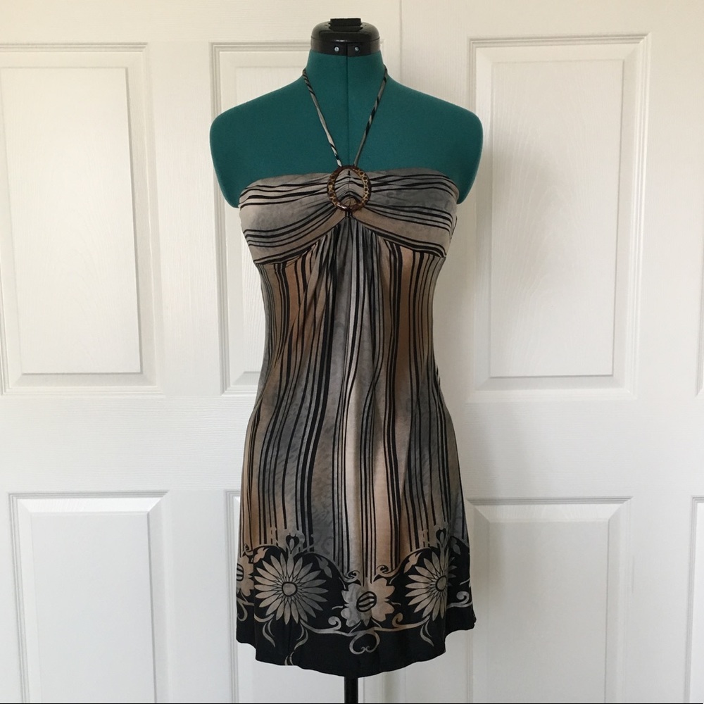 Style Biz Striped Brown and Black Mini Dress
