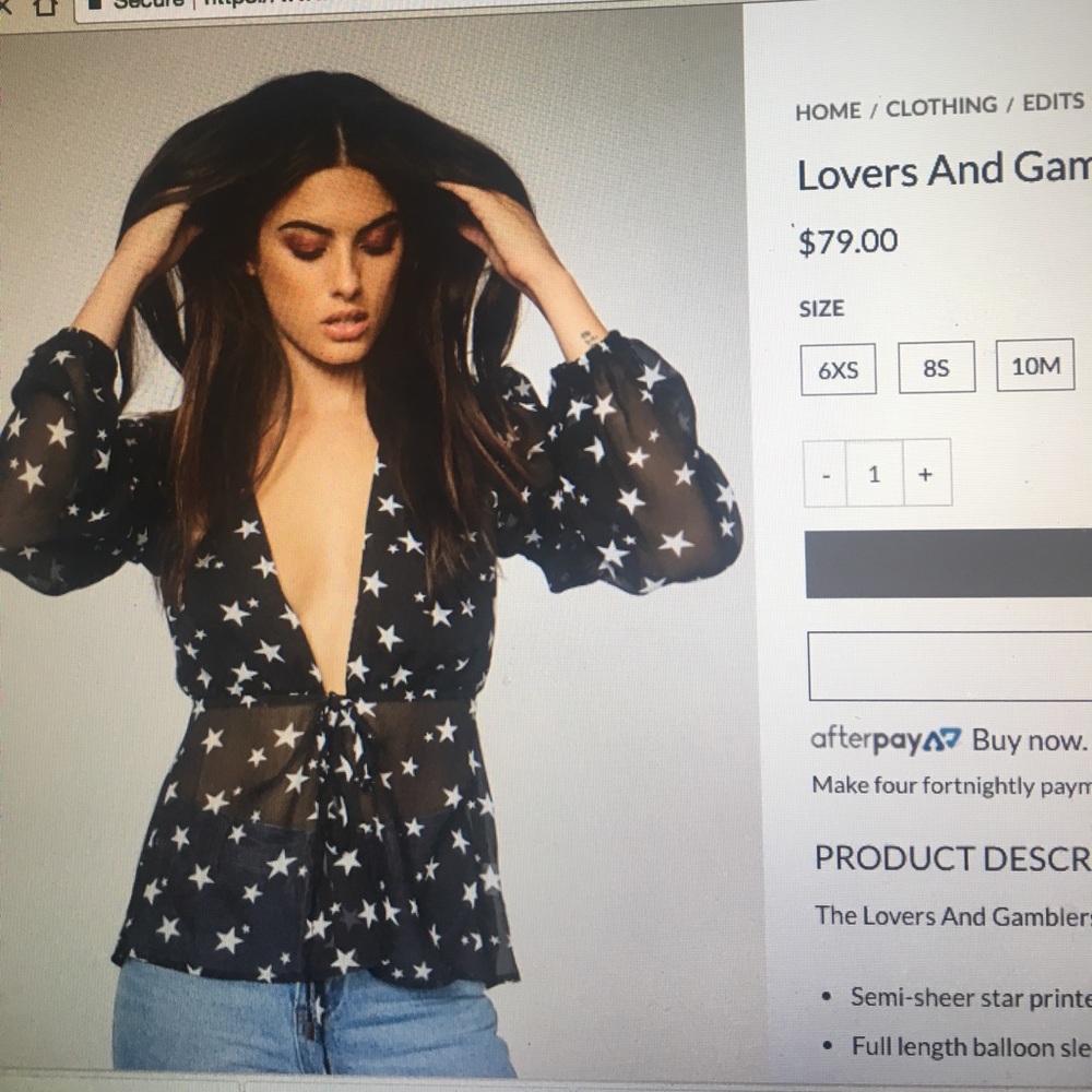 Lovers And Gamblers Top- Star Print