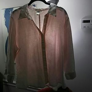 SOLD 100% linen button-down shirt baby ballet pink