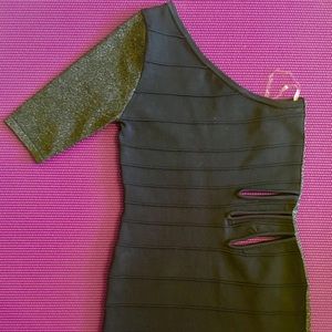 Bodycon navy one shoulder dress