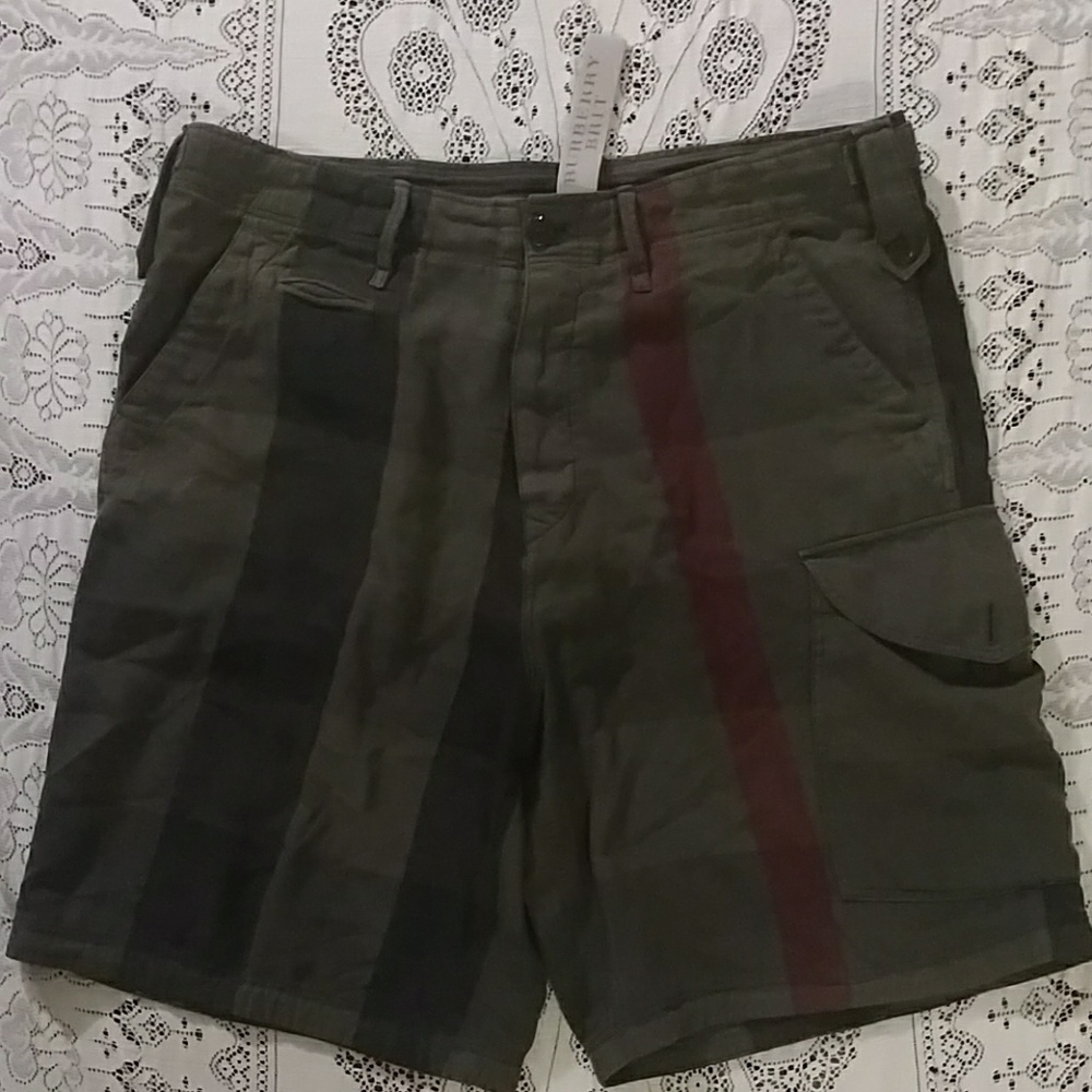Mens Burberry Brit Olive Cargo Shorts