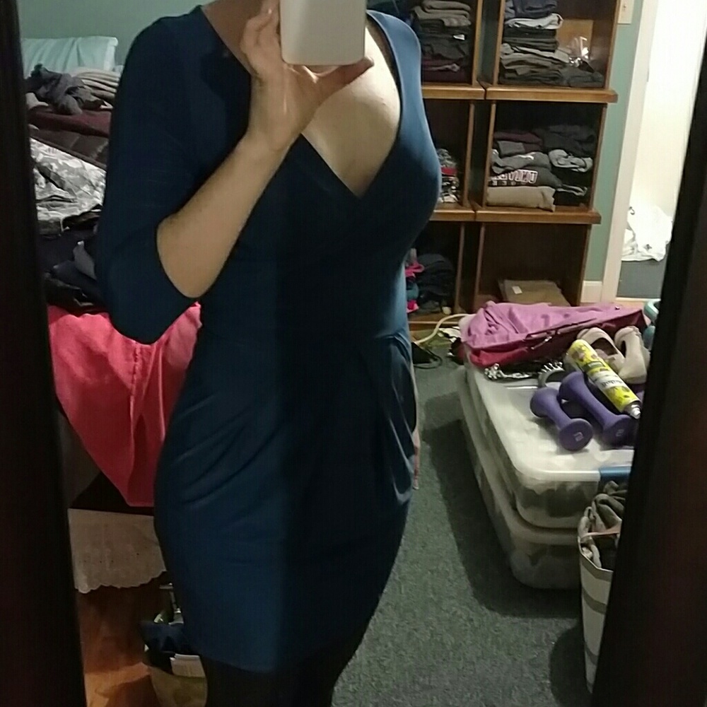 Georgous deep sea blue wrap dress