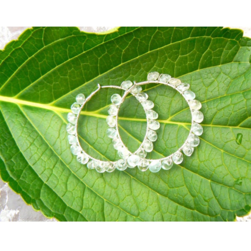 Aquamarine Gypsy Hoop Earrings