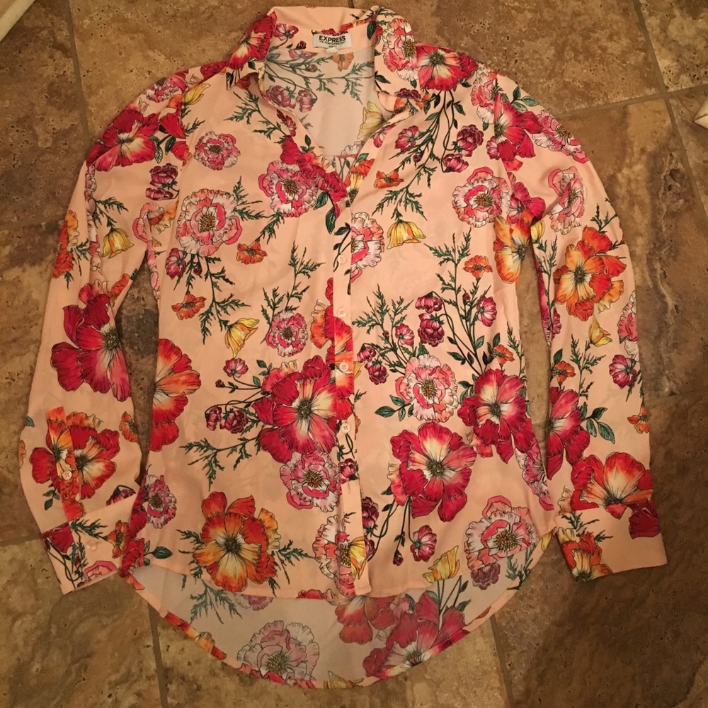 Express floral button up blouse