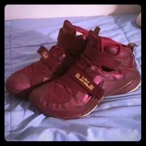 Red LeBron basketball shoes
