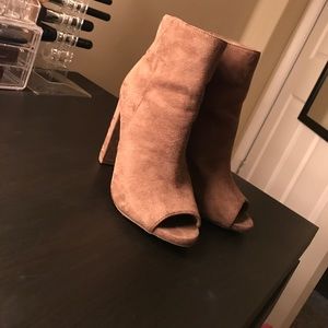 Taupe Open toe booties