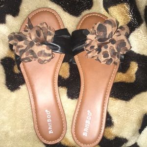 Black with leopard print sandals