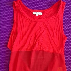 Open back mesh tie sleeveless top