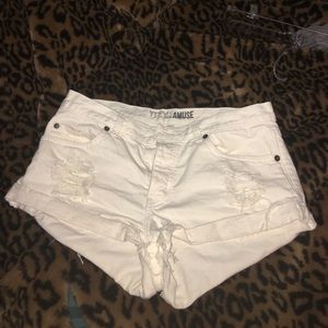 White amuse society shorts