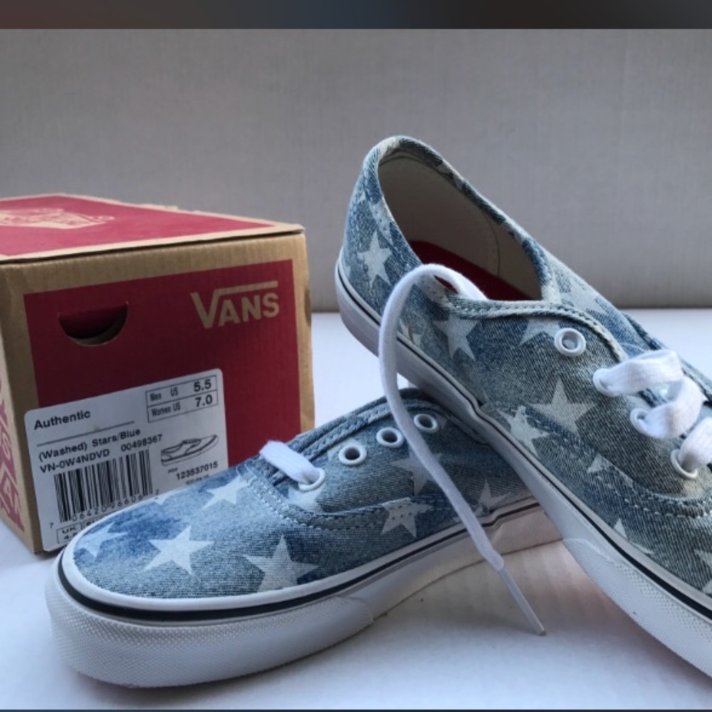 Light Washed Blue With White Stars Vans