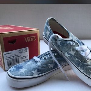 Light Washed Blue With White Stars Vans