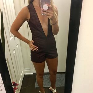 MINK PINK Burgundy Denim Romper New with Tags