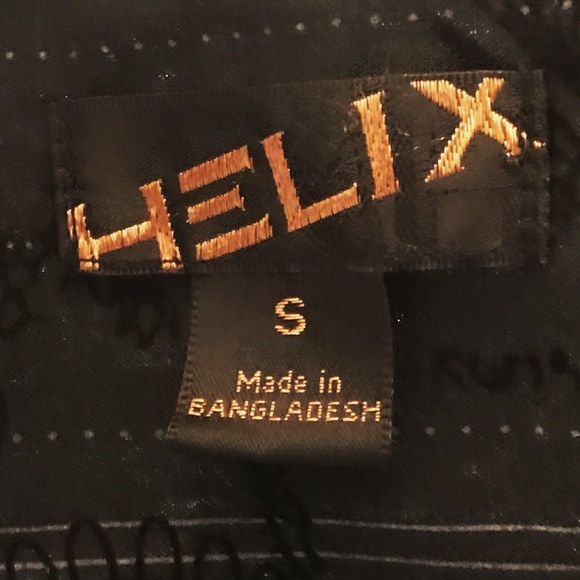 Helix Embroidered Men's Black Button Down Shirt - Picture 2 of 2