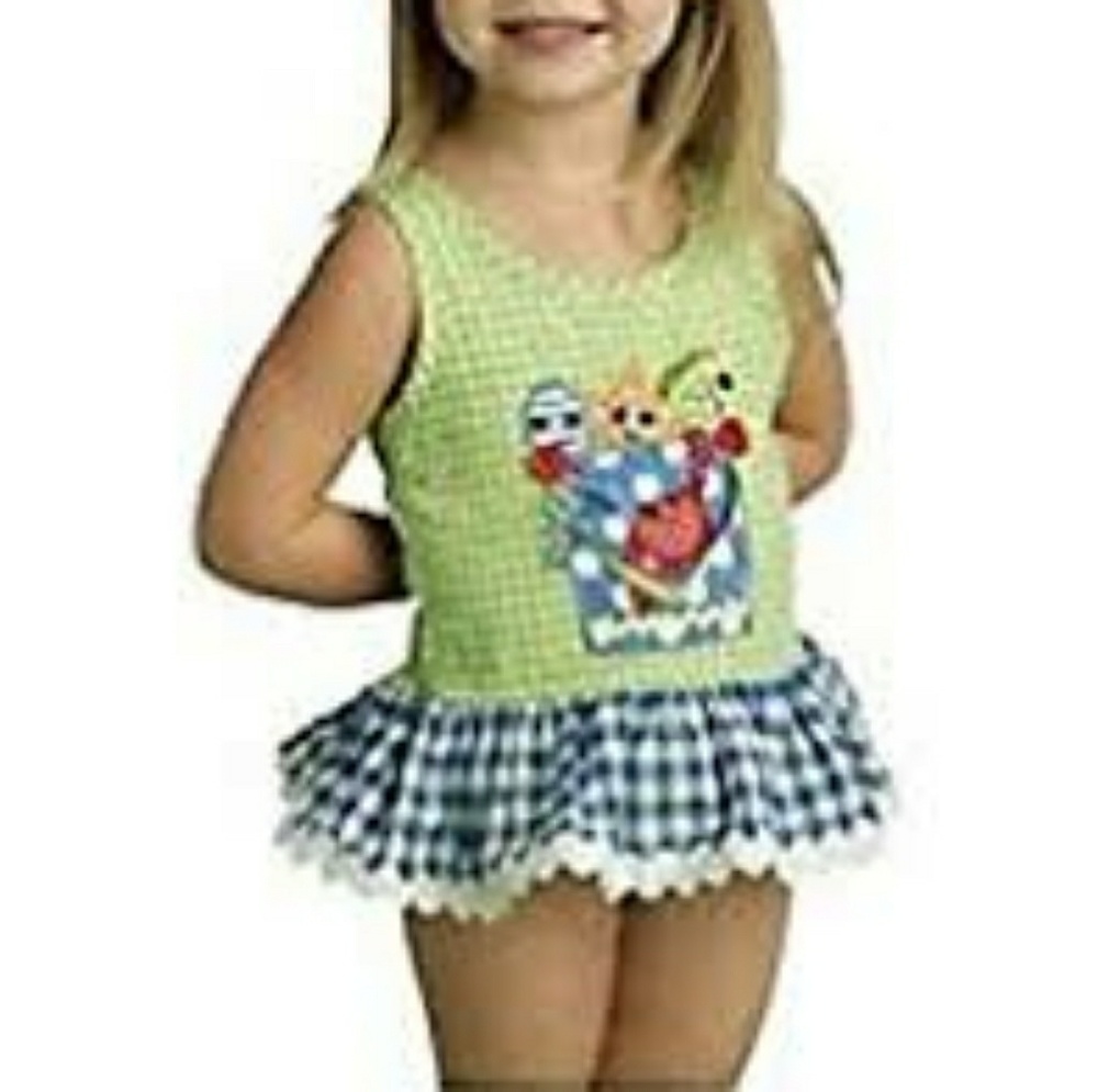 Mud Pie Baby green and blue gingham bathing suit