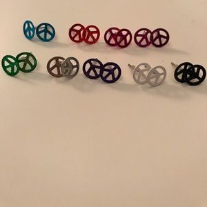 Bundle of 9 peace sign earrings