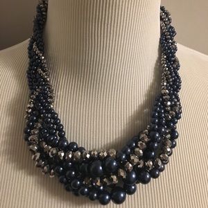 Unique Faux Pearls and crystals necklace