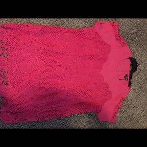 Lace plus size pink dress
