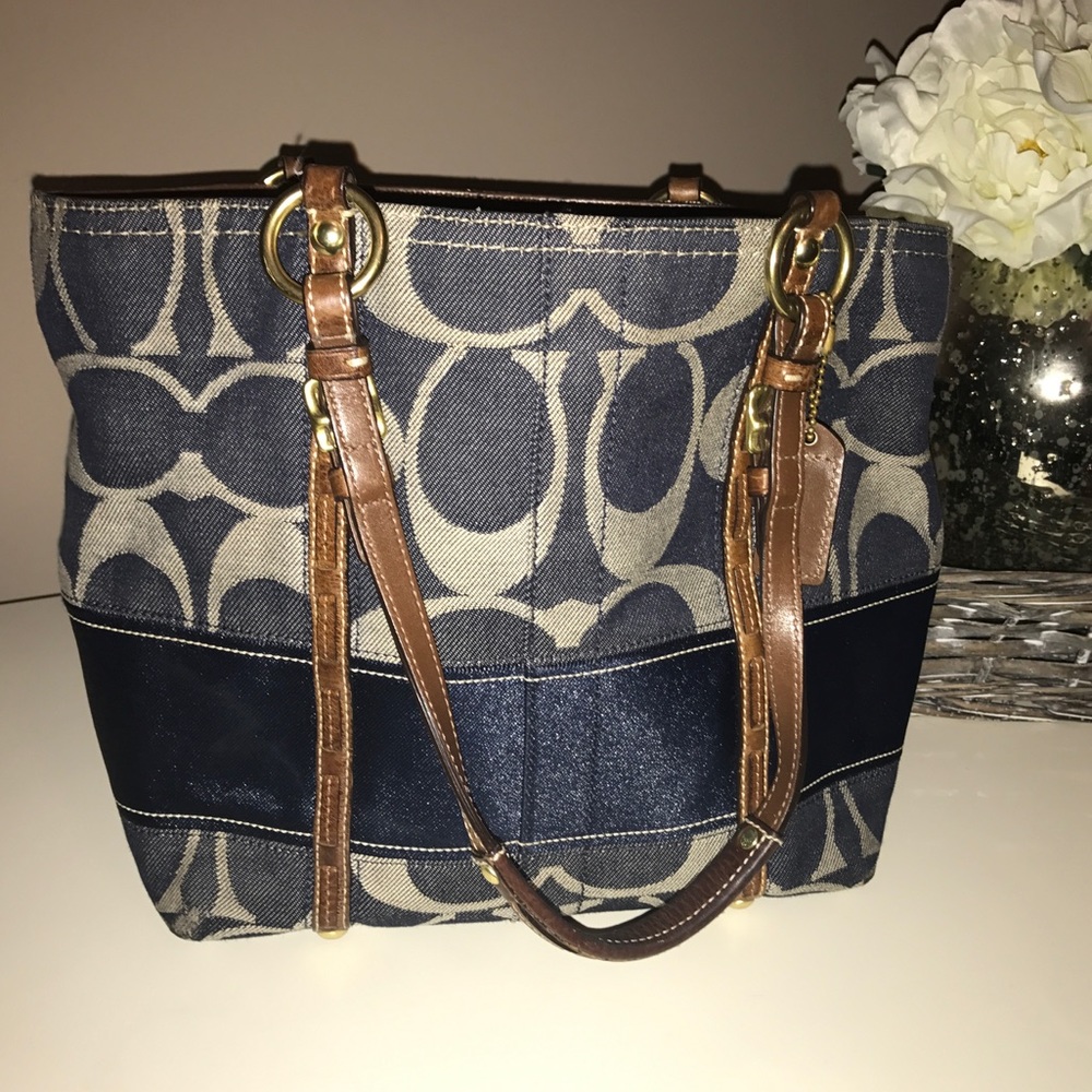 Coach denim legacy tote