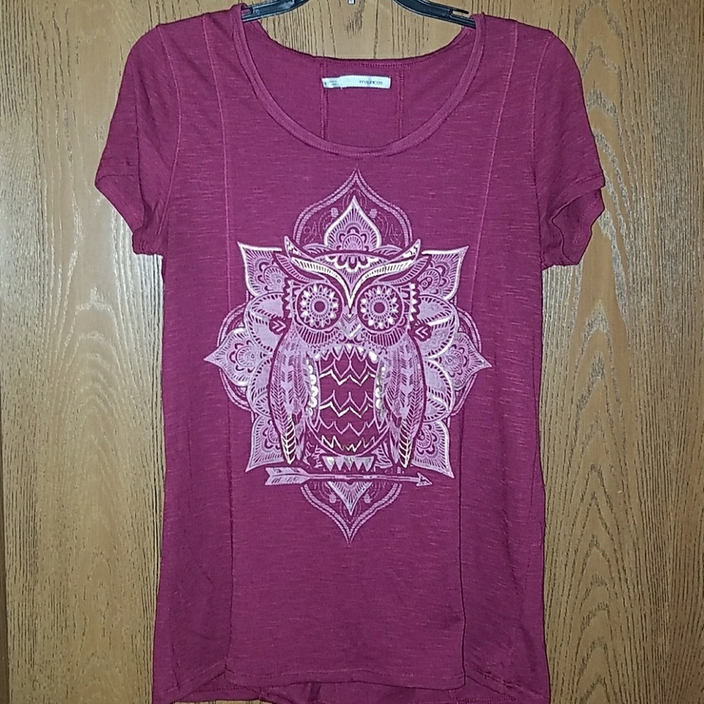 Dark Cranberry swing top with Gold Embellished Owl