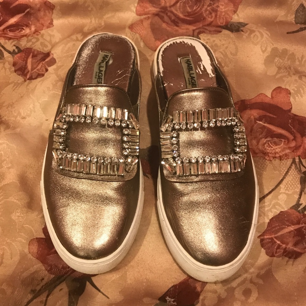 Karl Lagerfeld Crystal Embellished Mules