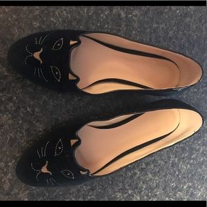 Black velvet kitten flats