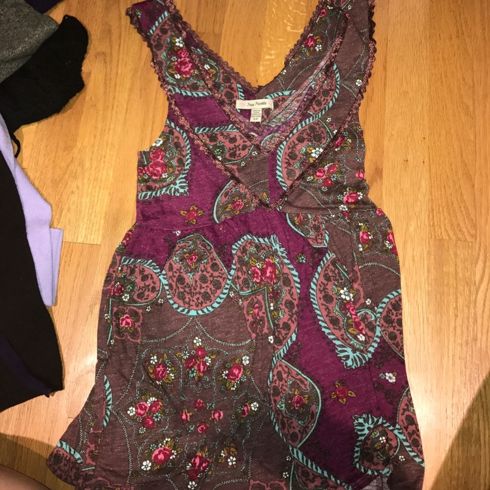 Free people floral Tank in purple/ mauve tones
