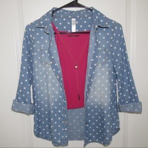 Jean Polka-dotted Button Down Shirt