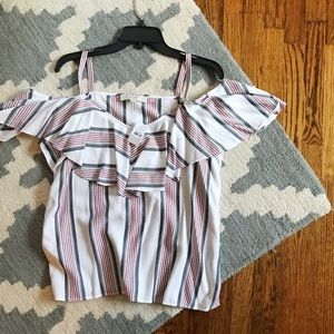 Cold Shoulder Striped Top