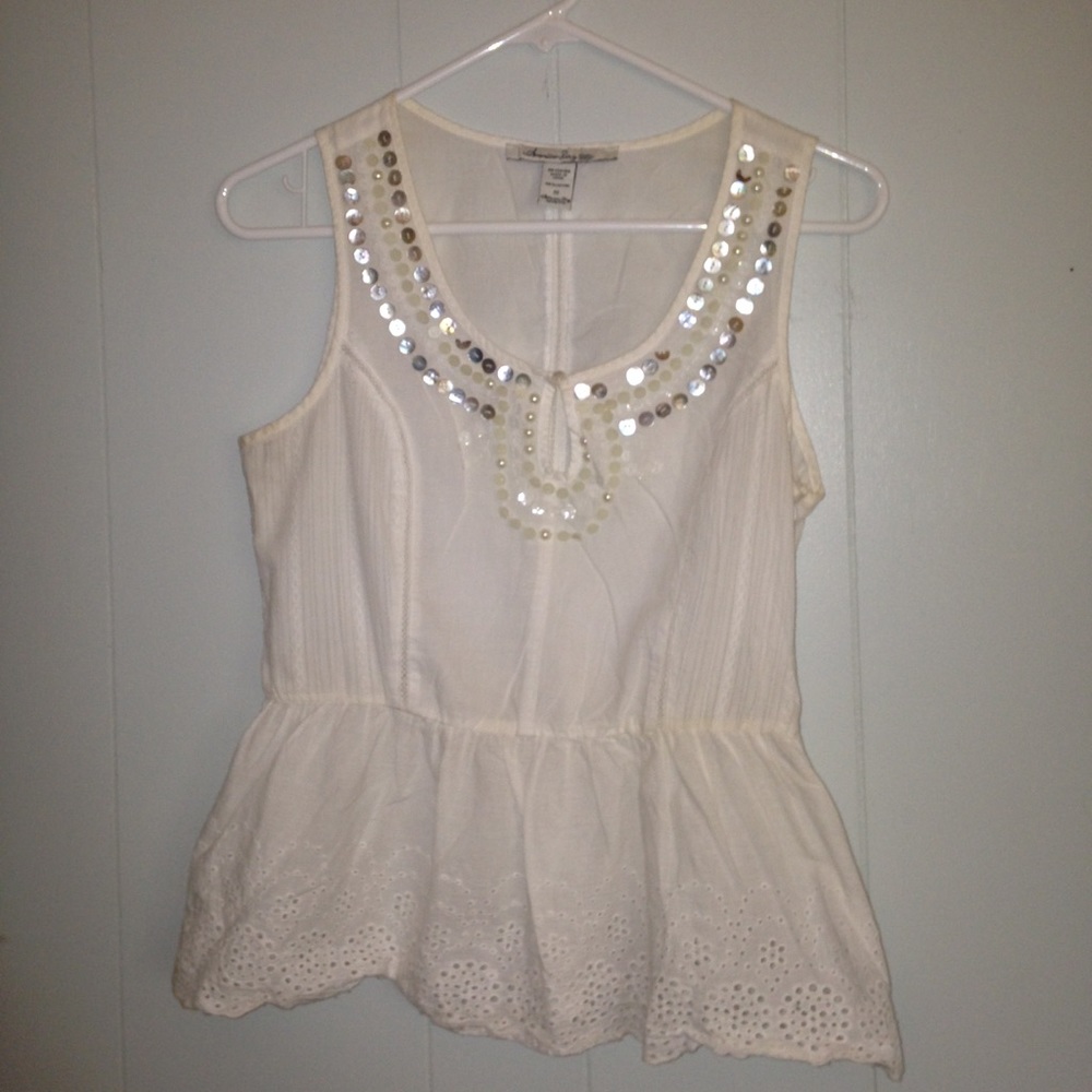 Pretty white sequined tank top
