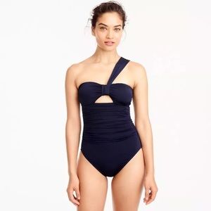 J.Crew One-Shoulder One-Piece Swimsuit Navy Blue