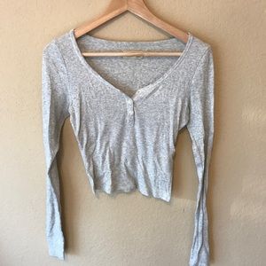 Henley Long Sleeve Crop Top