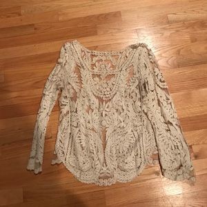White Lace Long Sleeve Shirt