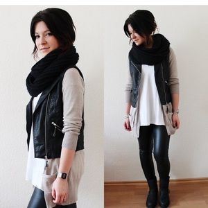 H&M NWT Black Faux Leather Moto Vest