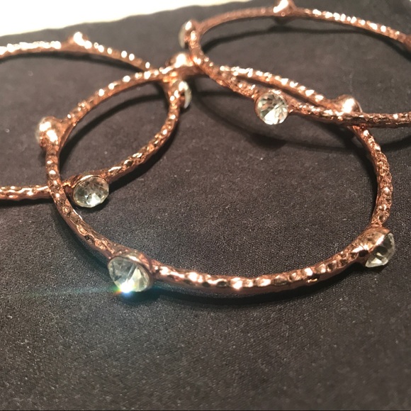 henri bendel Jewelry - Rose gold and crystal bangles set of 3 henri bendel Jewelry - Rose gold and crystal bangles set of 3
