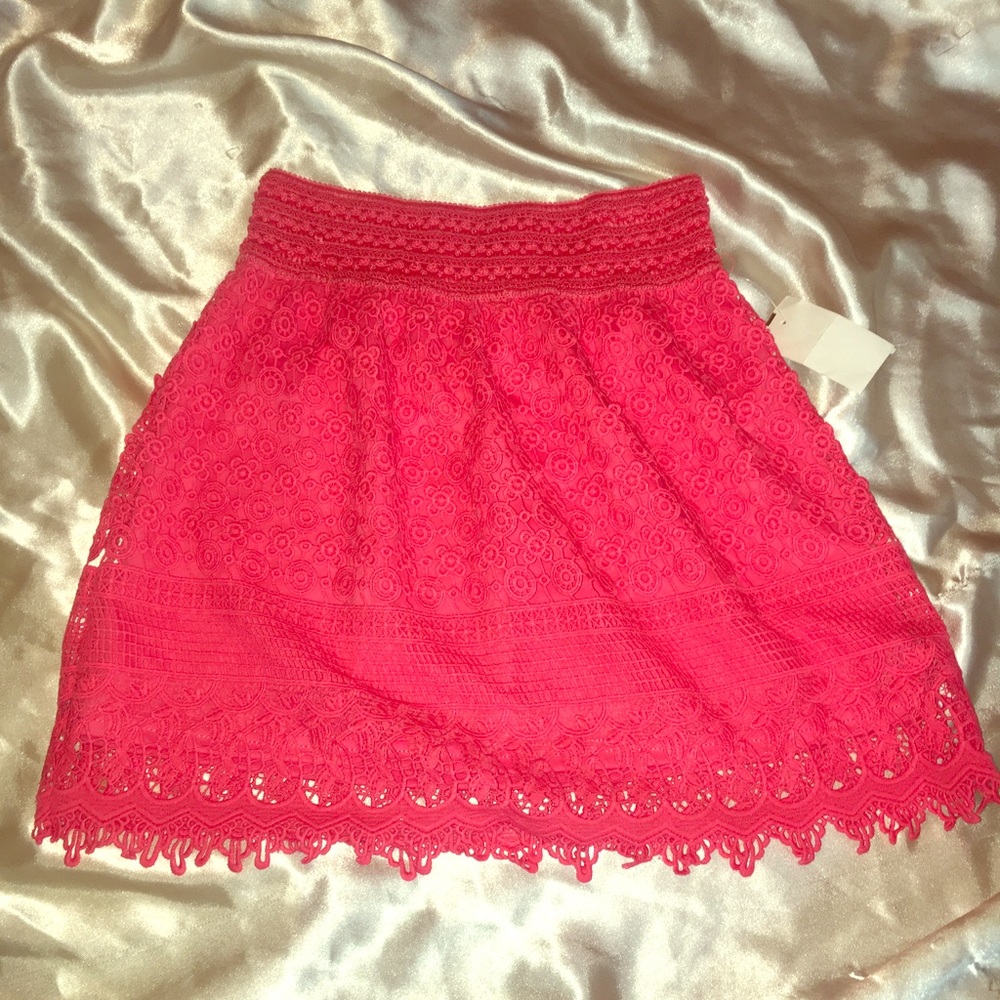 Coral Lace Mini Skirt