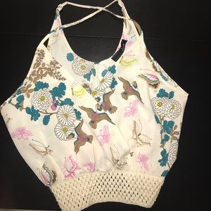 Summery Tank top w/ butterfly and flower print