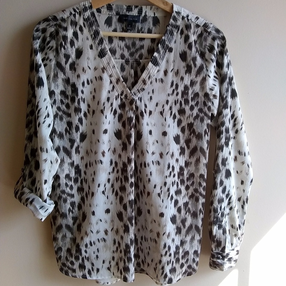 The Limited V Neck Adjustable Sleeve Blouse