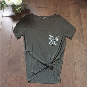 Fossil Sequin Pocket Tee