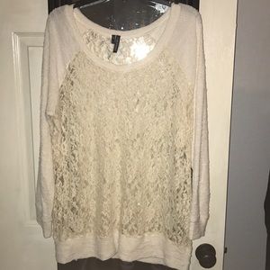 Maurices Womens Ivory Sheer lace Sweater