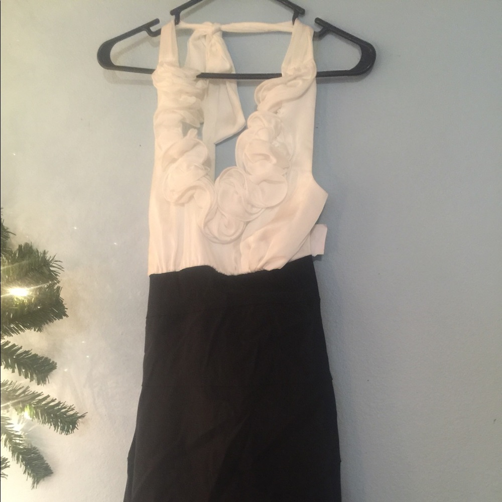 Brand new black and white evening halter dress