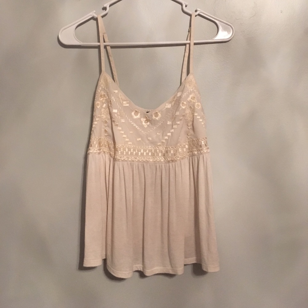 Embroidered flowy tank top